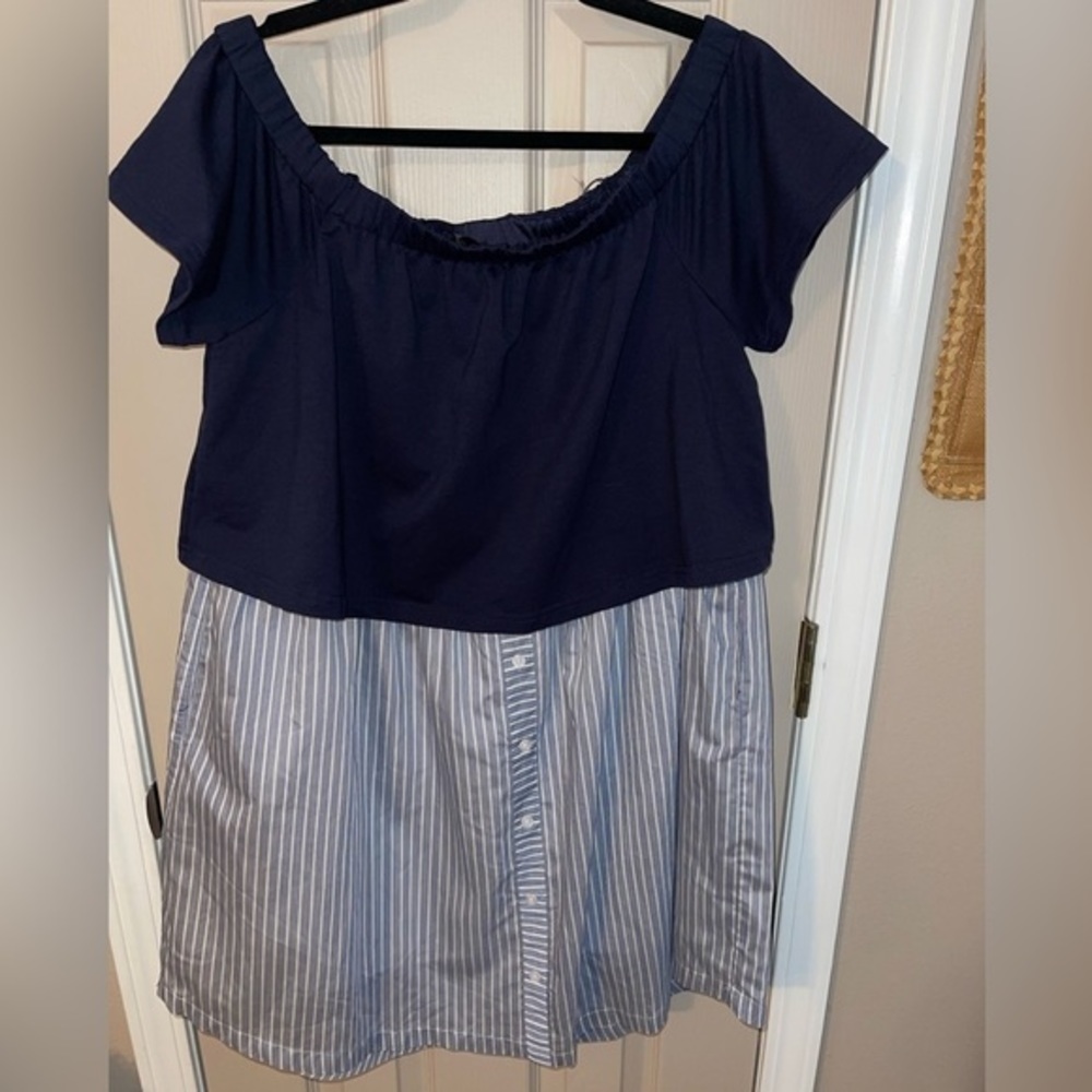 Doe & Rae Off Shoulder Oversized Layered Look Top w/Pockets NWOT